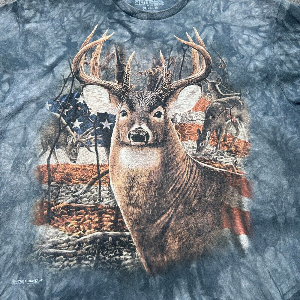 The Mountain 3D Tees Deer‎ Buck Shirt Extra Large Black Grey Tie Dye Hunting